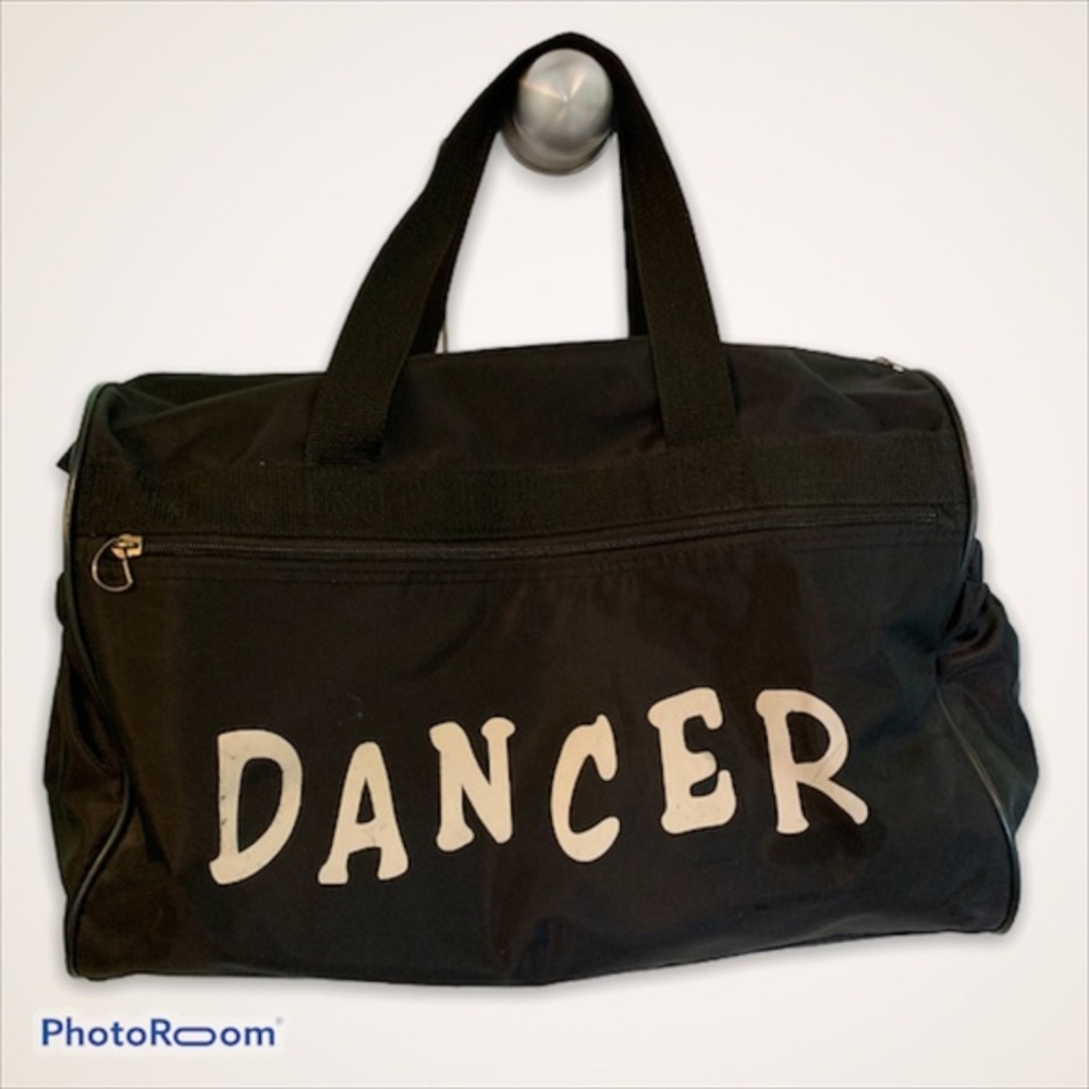 Dancer Black Duffle Bag - 16" x 9" x 10" - Pockets Handles and Strap